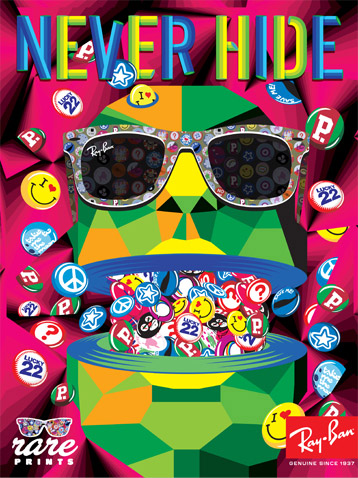 Arte em Cartaz de divulgação dos óculos de sol da Ray-Ban